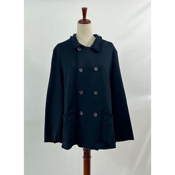 FRANK & EILEEN Sz L Large Navy Blue Belfast Fleece English Peacoat Jacket - Picture 2 of 9